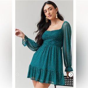 Audrey Parks Kelly Ruched Lurex Dot Dress